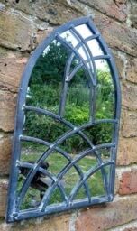 Inspirational Gifting Shillington Arched Window Mirror Screen for a Home or Garden 40cm in Grey - thumbnail 4