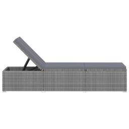 Berkfield Home Sun Lounger with Cushion & Tea Table Poly Rattan Grey - thumbnail 4