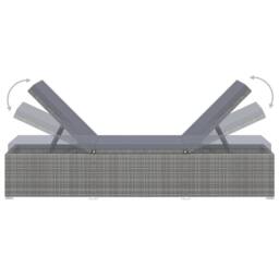 Berkfield Home Sun Lounger with Cushion & Tea Table Poly Rattan Grey - thumbnail 6