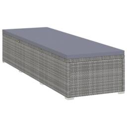 Berkfield Home Sun Lounger with Cushion & Tea Table Poly Rattan Grey - thumbnail 5