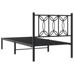 Berkfield Home Metal Bed Frame without Mattress with Headboard Black 75x190cm - Size: 75x190 cm - thumbnail 6