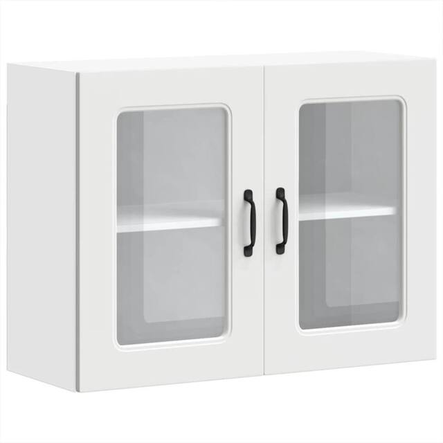 Berkfield Home Kitchen Wall Cabinet with Glass Door Kalmar White Engineered Wood - image 1