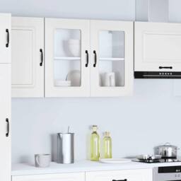 Berkfield Home Kitchen Wall Cabinet with Glass Door Kalmar White Engineered Wood - thumbnail 3