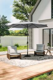 Living and Home 3M Large Rotating Patio Parasol for Outdoor Sunshade and Rain with Floral-Pattern Base in Dark Grey - thumbnail 1