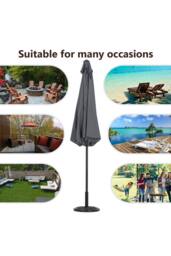 Living and Home 3M Large Rotating Patio Parasol for Outdoor Sunshade and Rain with Floral-Pattern Base in Dark Grey - thumbnail 3