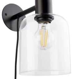 First Choice Lighting Set of 2 Maxton - Black with Clear Glass Plug In Wall Lamps - thumbnail 4
