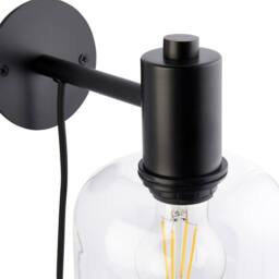 First Choice Lighting Set of 2 Maxton - Black with Clear Glass Plug In Wall Lamps - thumbnail 5