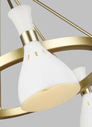 Loops 5 Bulb Chandelier LIght Matte White / Burnished Brass LED E27 60W - thumbnail 3