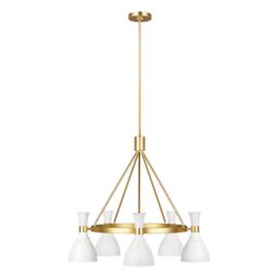 Loops 5 Bulb Chandelier LIght Matte White / Burnished Brass LED E27 60W - thumbnail 1