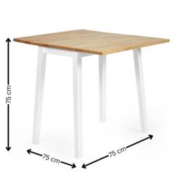 Cheshire Linwood 75cm Drop Leaf Square Extending Dining Table - White & Oak - thumbnail 6