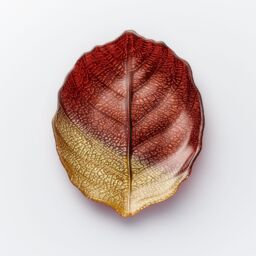 Sienna Glass Glass Plate Leaf Design Brown & Gold in Dark Red - thumbnail 2