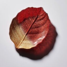 Sienna Glass Glass Plate Leaf Design Brown & Gold in Dark Red - thumbnail 3