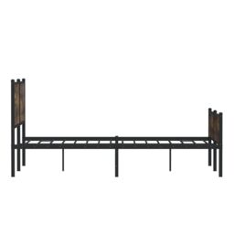 Berkfield Home Metal Bed Frame without Mattress Smoked Oak 140x190 cm in Brown - thumbnail 6