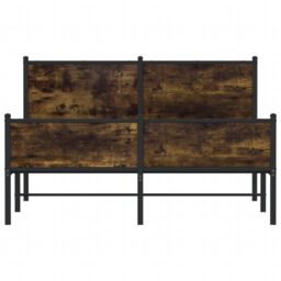 Berkfield Home Metal Bed Frame without Mattress Smoked Oak 140x190 cm in Brown - thumbnail 5