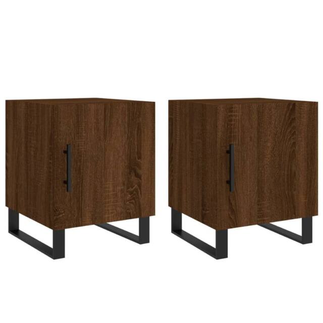 Berkfield Home Bedside Cabinets 2 pcs Brown Oak 40x40x50 cm Engineered Wood - Size: 40 x 40 x 50 cm - image 1