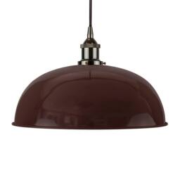 SE Home Burgundy Red Worcester Pendant Light - Black Nickel - Black Round