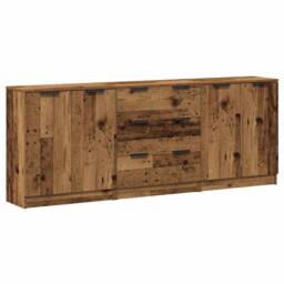 Berkfield Home Sideboards 3 pcs Old Wood 60x30x70 cm Engineered Wood in Brown - Size: 60 x 30 x 70 cm - thumbnail 1