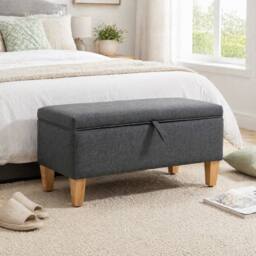 STILVORA Storage Stool with Padded Top in Grey