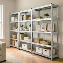 NESTLUNE Heavy Duty 4-5 Tiers Metal Garage Shelving in Silver - Size: 10000mm x 520mm - thumbnail 5