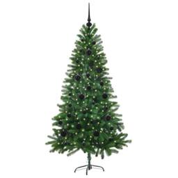 Berkfield Home Christmas Tree with 150 LEDs with Stand Green 150 cm PE - thumbnail 3