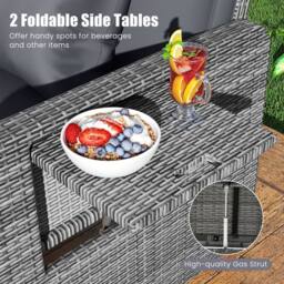 Costway PE Wicker Daybed w/Adjustable Backrest 2PCS Patio Rattan Furniture Set in Grey - thumbnail 7