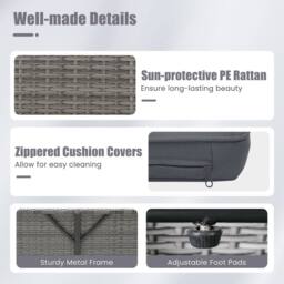 Costway PE Wicker Daybed w/Adjustable Backrest 2PCS Patio Rattan Furniture Set in Grey - thumbnail 5