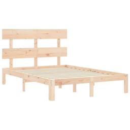 Berkfield Home Bed Frame with Headboard 140x190 cm Solid Wood in Brown - thumbnail 5