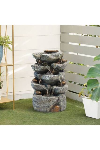 H&O Direct LED Water Feature Electric Fountain Garden Decor in Natural - image 1