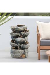 H&O Direct LED Water Feature Electric Fountain Garden Decor in Natural - thumbnail 2