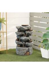 H&O Direct LED Water Feature Electric Fountain Garden Decor in Natural