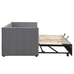 Matteo Velvet Upholstered Daybed with Trundle - Modern Grey Single Bed - thumbnail 8