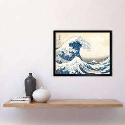 "Wee Blue Coo Hokusai Great Wave Off-Kanagawa Living Room 12x16"" Framed Art Print in Blue - Size: W12"" x H16""" - thumbnail 2
