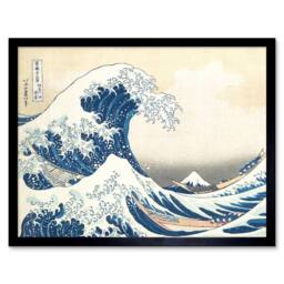 "Wee Blue Coo Hokusai Great Wave Off-Kanagawa Living Room 12x16"" Framed Art Print in Blue - Size: W12"" x H16""" - thumbnail 1