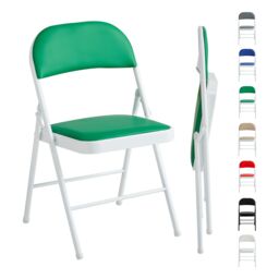 MCC Direct Set of 2 Folding Dining Chairs Metal Frame Padded Seats in Green - thumbnail 6
