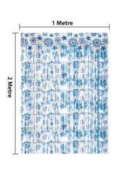 Netagon Shimmer Tinsel Curtain Christmas Snow Design 3M x 1M Blue - thumbnail 3