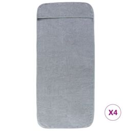 Berkfield Home Beach Towels 4 pcs Grey 60x135 cm Fabric 400 GSM - thumbnail 3