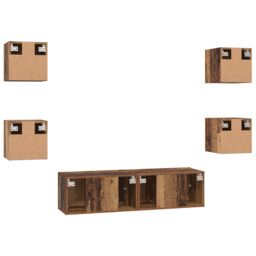 Berkfield Home TV Cabinet Wall-mounted Other with Storage with Door 6 pcs Old wood Medium Engineered wood in Brown - thumbnail 9