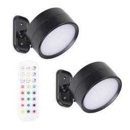 EONLION 2x Easy Fit Touch Wall Light Fittings Rechargeable LED Lamps in Black - thumbnail 1