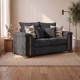 Somnior Deco Arch 2 Seater Sofa Sherpa Columbus Fabric, Made in the UK in Charcoal - thumbnail 2