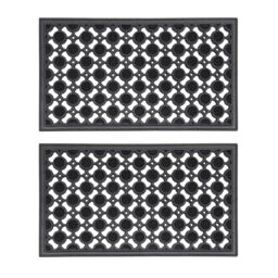 JVL Elipses Circles Rubber Doormat 40x70 x 2 pack in Black - Size: 40 cm x 70 cm - thumbnail 1