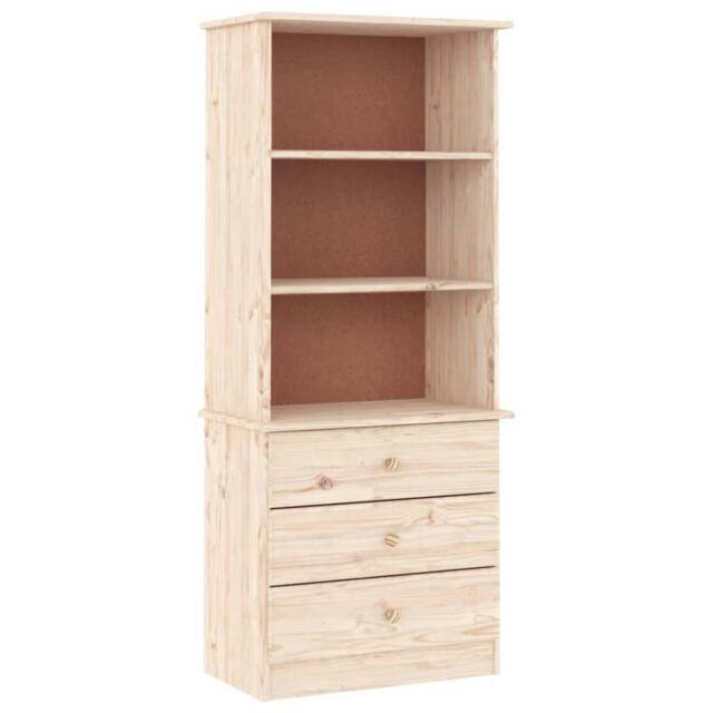 Berkfield Home Bookcase with Drawers ALTA 60x35x142 cm Solid Wood Pine in Light Tan - Size: 60 x 35 x 142 cm - image 1