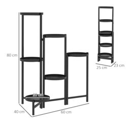 OUTSUNNY 3 Tier Foldable Corner Plant Stand for Indoor Outdoor, Black - thumbnail 3