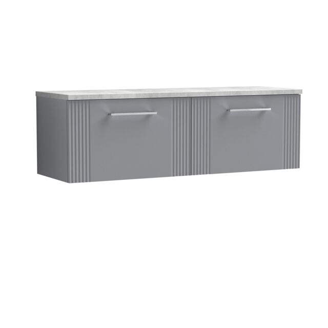 Balterley 2 Drawer Wall Hung Vanity Unit Grey Laminate Worktop, Grey 1200mm - image 1