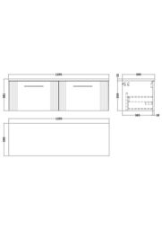 Balterley 2 Drawer Wall Hung Vanity Unit Grey Laminate Worktop, Grey 1200mm - thumbnail 2