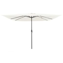 Berkfield Home Square Garden Parasol with LED Lights 295x245 cm Sand White - thumbnail 1