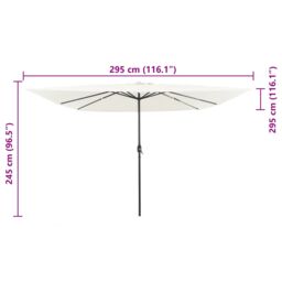 Berkfield Home Square Garden Parasol with LED Lights 295x245 cm Sand White - thumbnail 8