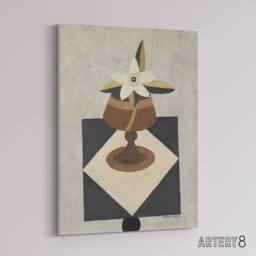 "Artery8 Flower Piece Abstract Painting Hartley Canvas Wall Art Print in Grey - Size: W18"" x H24""" - thumbnail 2