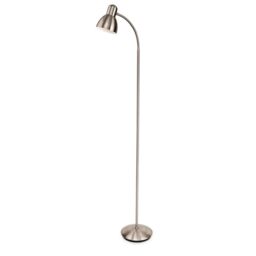 Netlighting Morgan 1 Light Floor Light Brushed Steel E27 in Grey