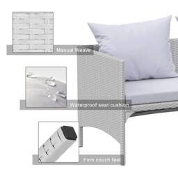 Gartistgo 3 Piece Rattan Garden Furniture Set L Shape Patio Sofa Lounge in Grey - thumbnail 4