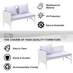 Gartistgo 3 Piece Rattan Garden Furniture Set L Shape Patio Sofa Lounge in Grey - thumbnail 2